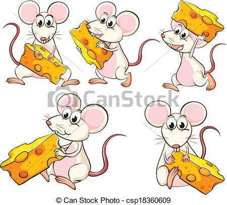 Illustration Of A Group Of Mice Carrying Slices Of Cheese On A White