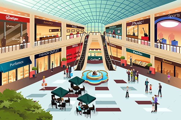 Scene Inside Shopping Mall   Commercial   Shopping Conceptual