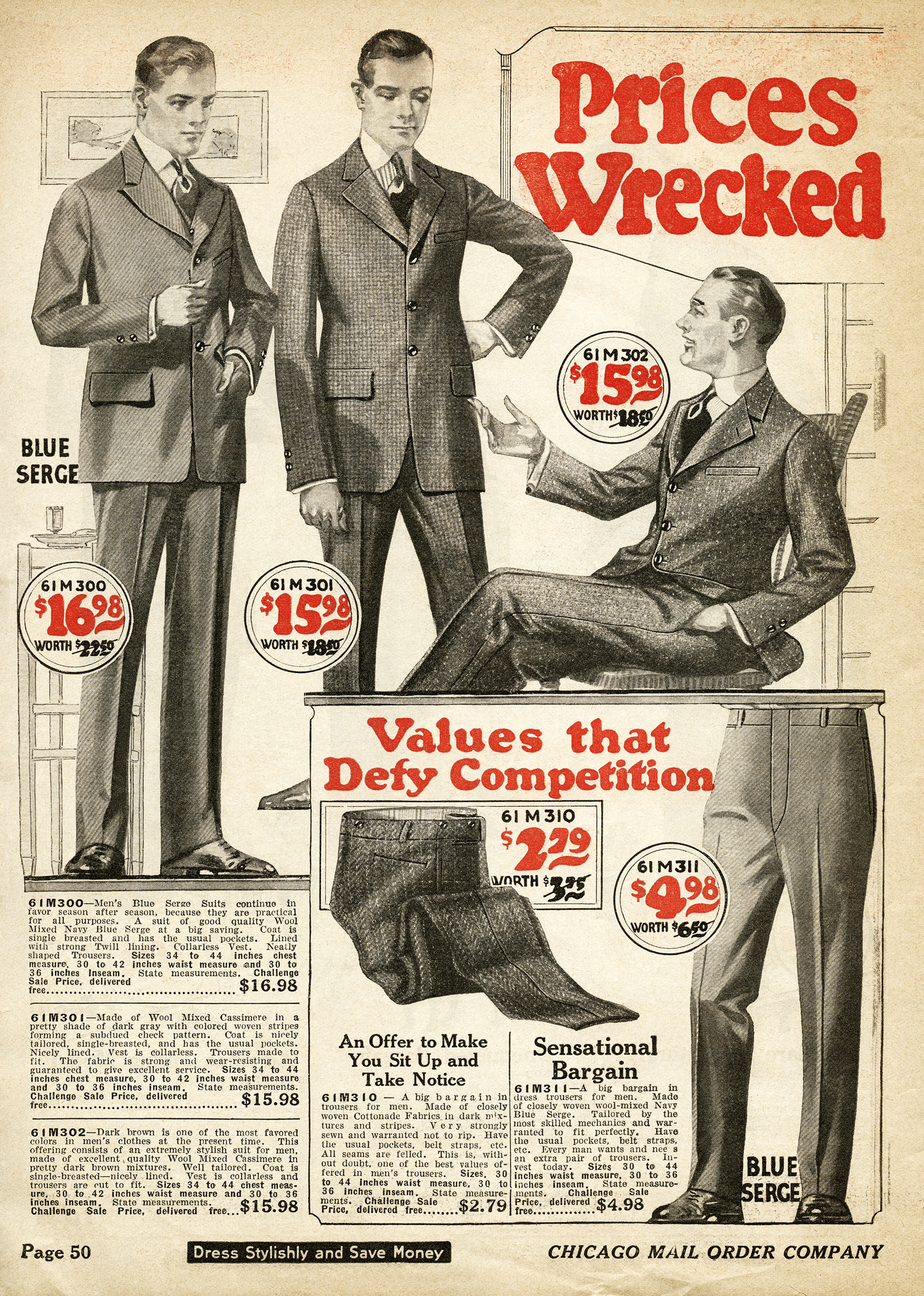 This Page Featuring Men S Suits And Pants Is From A Vintage Chicago