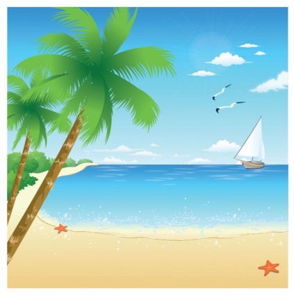 Tropical Beach Free Vector In Adobe Illustrator Ai    Ai