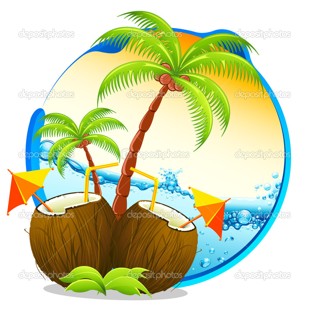 Tropical Coconut Cocktail   Stock Vector   Vectomart  5517222