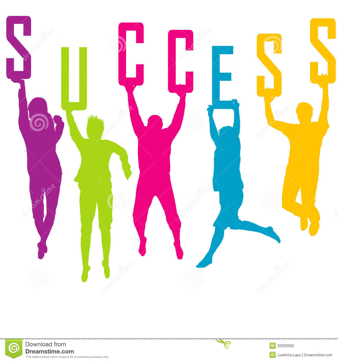 Success Representation With Colored People Silhoue Royalty Free Stock