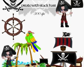 Clip Art  Pirate With Black Hair Transparent Png Digital Files No  005