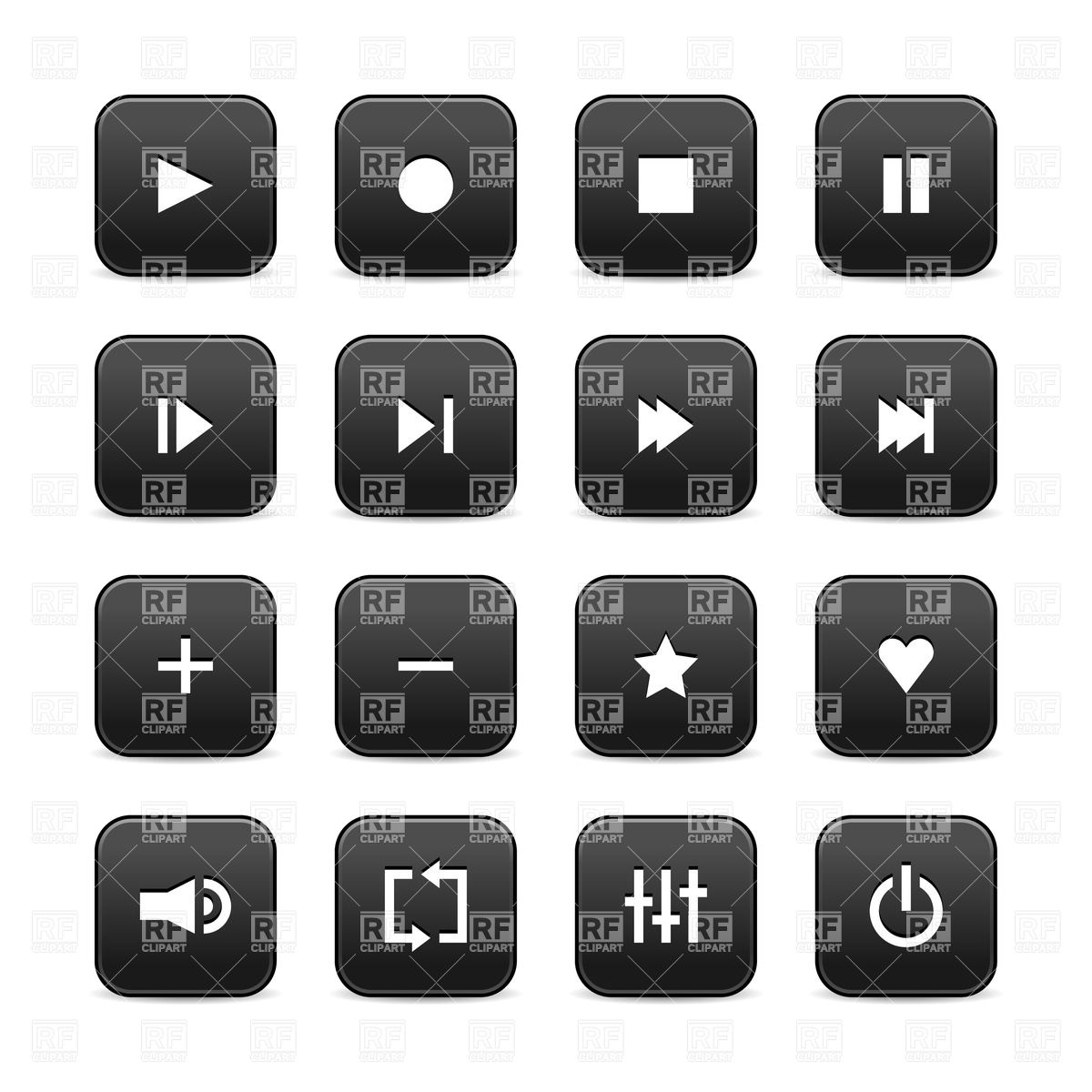 Audio Player Simple Interface Icons Download Royalty Free Vector    