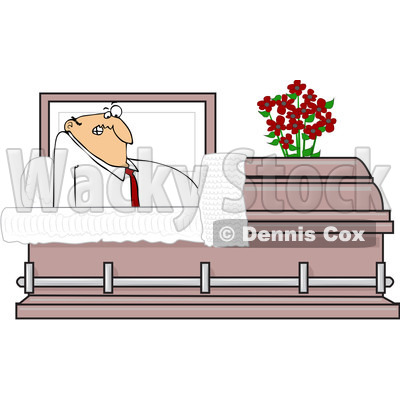 Clipart Shocked Man Rising In A Casket   Royalty Free Vector
