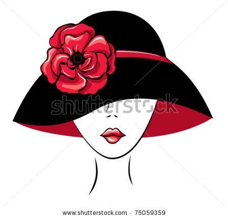 Free Diva Clip Art   Vector Silhouette Of Woman In A Hat With Poppy