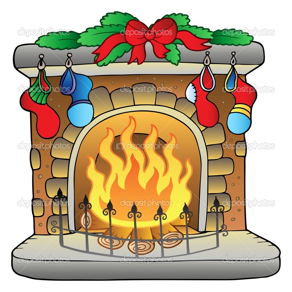 Christmas Cartoon Fireplace   Stock Vector   Clairev  4444375