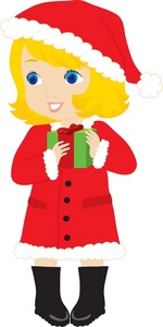 Christmas Clipart Image   Little Girl With Christmas Present