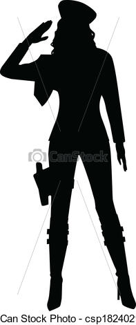 Eps Vectors Of Saluting Military Woman Silhouette   A Silhouette Of A