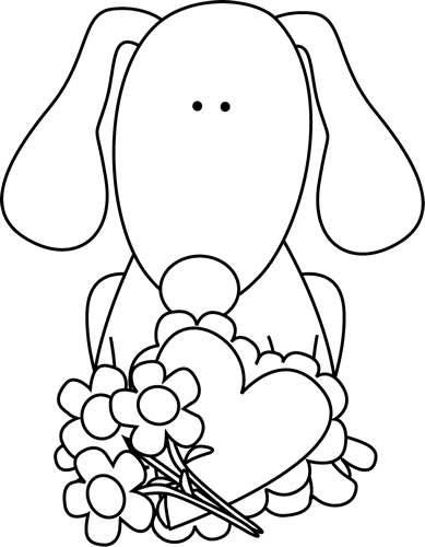 White Valentine S Day Dog Clip Art   Black And White Valentine S Day