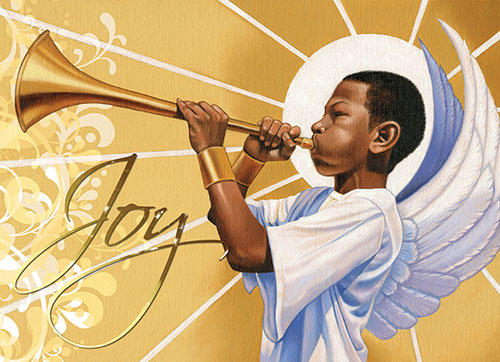African American Christmas Angel Clipart Trumpet Joy Merry Christmas