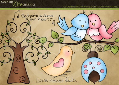 Country Life Graphics   Love Birds Clipart