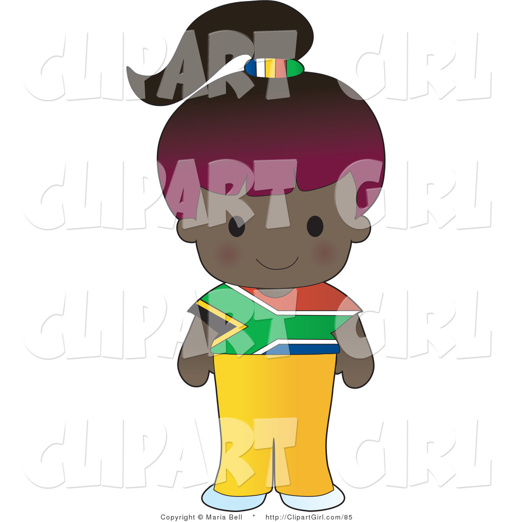 Larger Preview  Clip Art Of A Cute Purple Haired African Girl Wearing