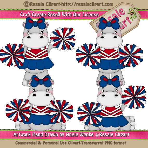 Lil Hippo Cheerleader 1 Clipart Digital Download By Maddiezee