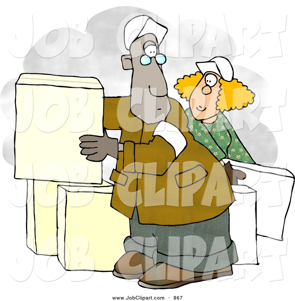 Larger Preview  Job Clip Art Of A Man And Woman Moving White Boxesman