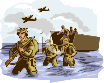 Royalty Free Clip Art Image  Soldiers Getting Off Of A Boat During War