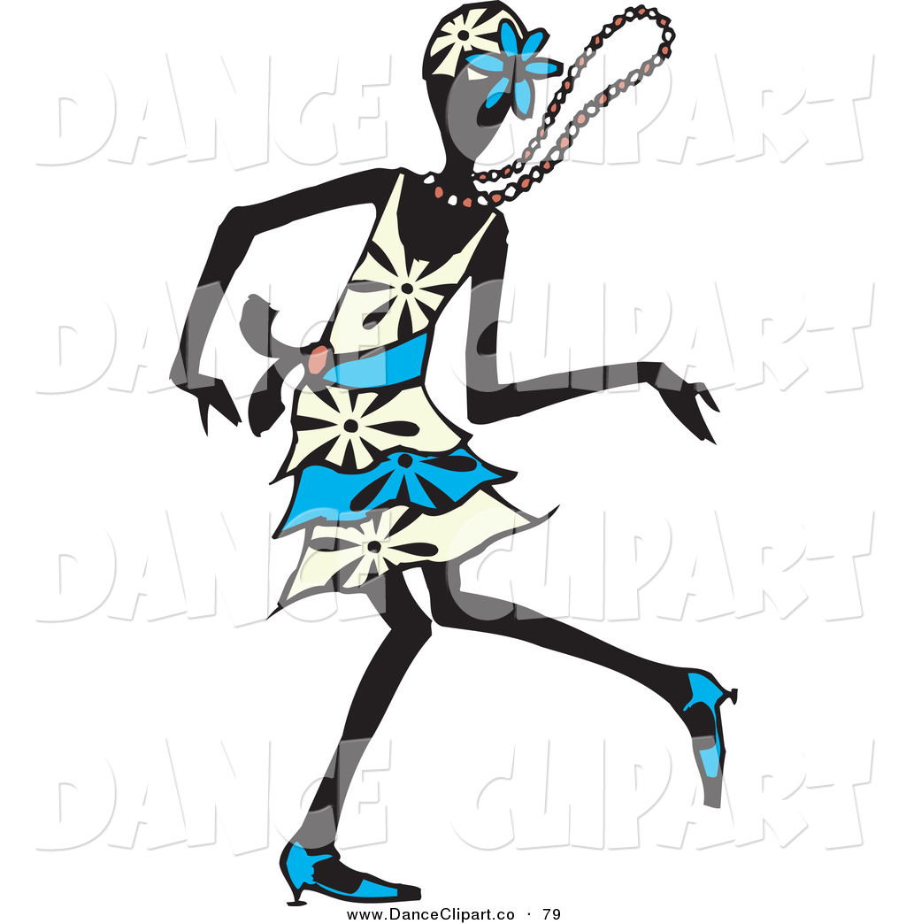 Vector Clip Art Of A Silhouetted Dancing Flapper Woman In A White And