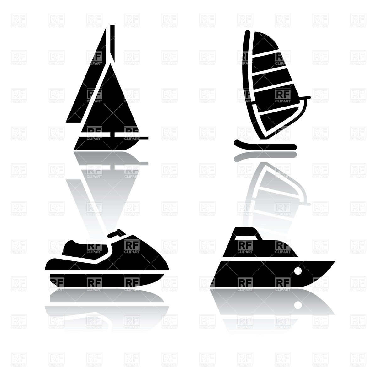 Boat Sailing Ship And Jet Ski   Water Transport Icons 18096 Icons