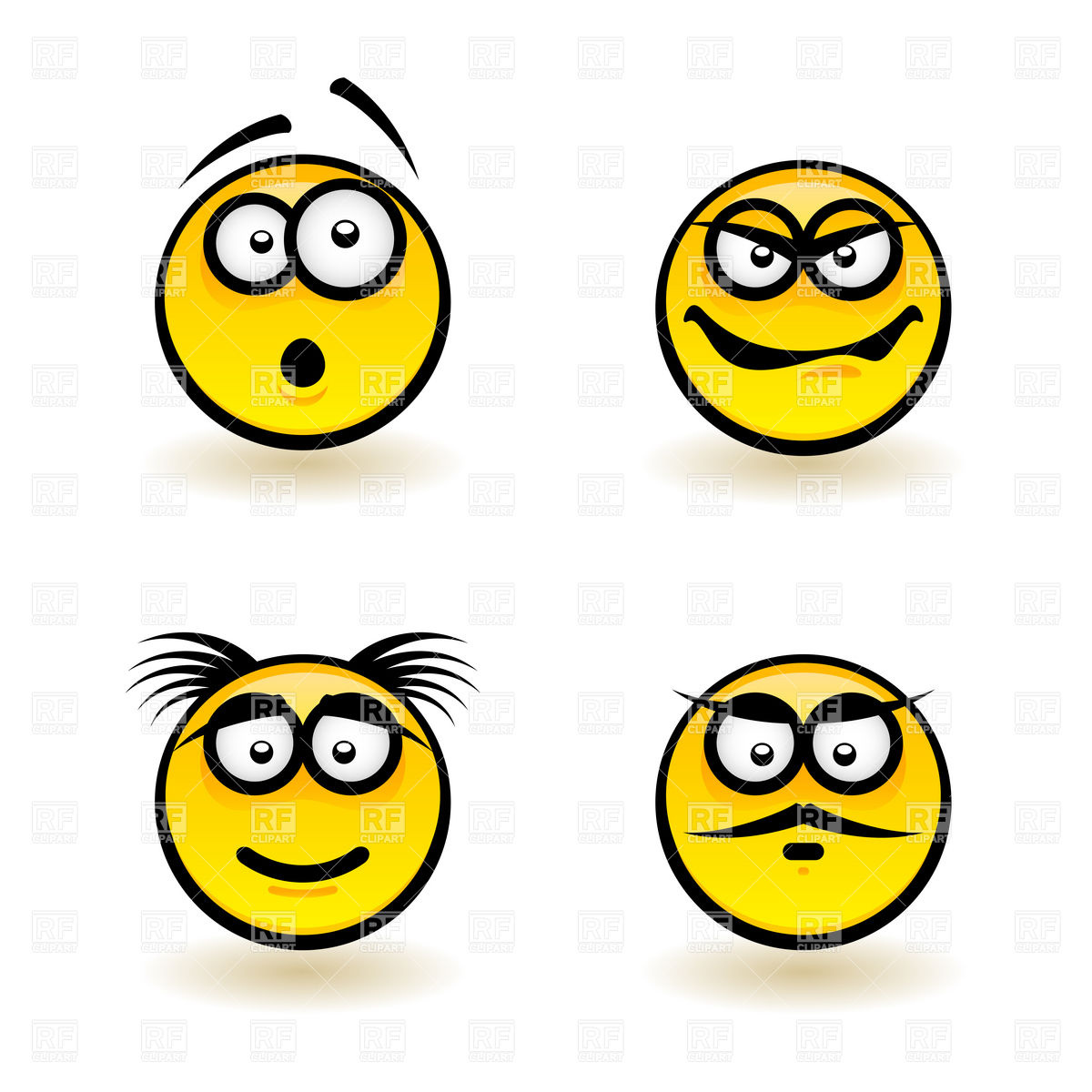 Emotions Smiley Icons Haughty Gloat And Surprised Icons And Emblems