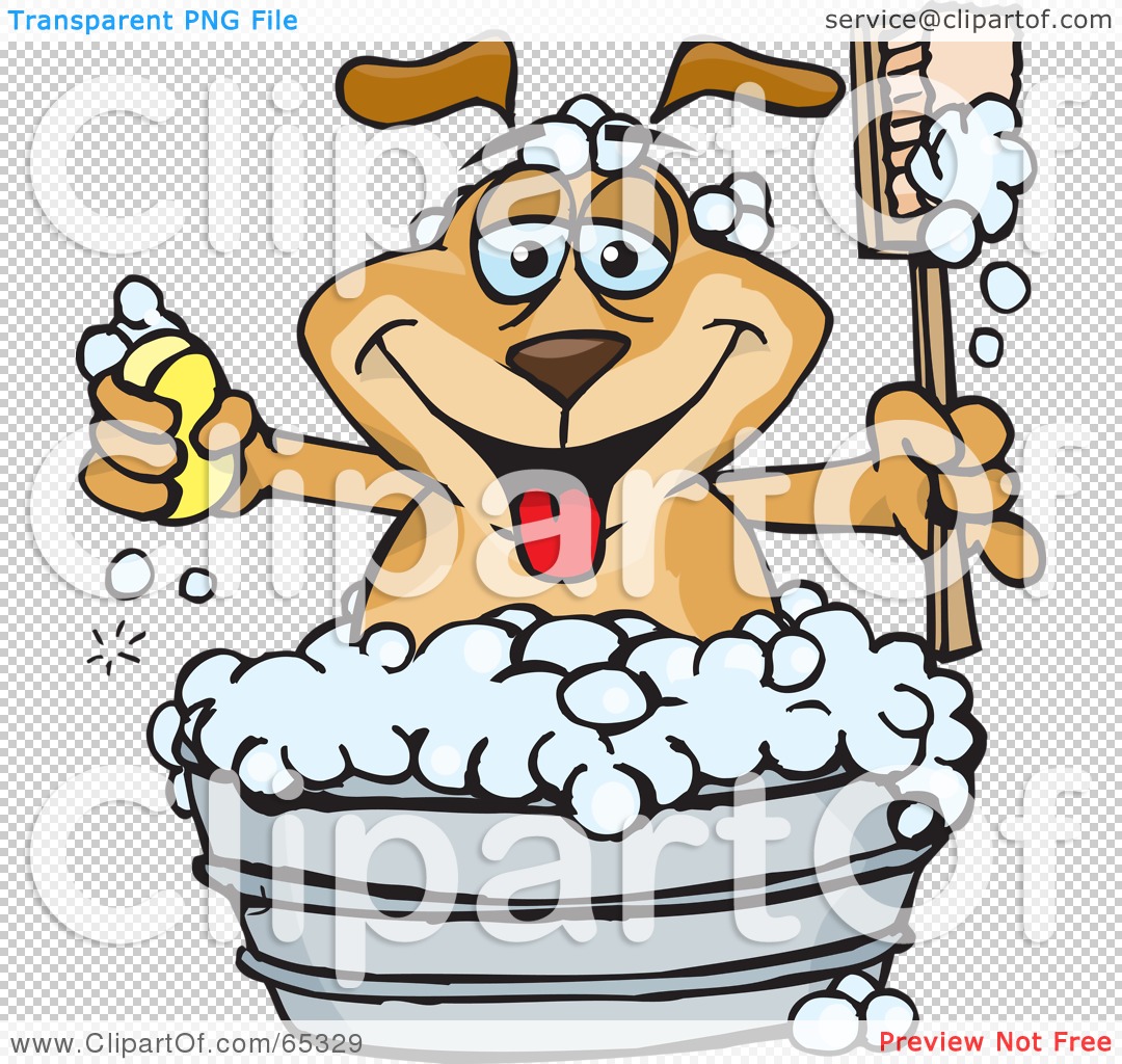 Rf  Clipart Illustration Of A Sparkey Dog Holding A Handled Brush