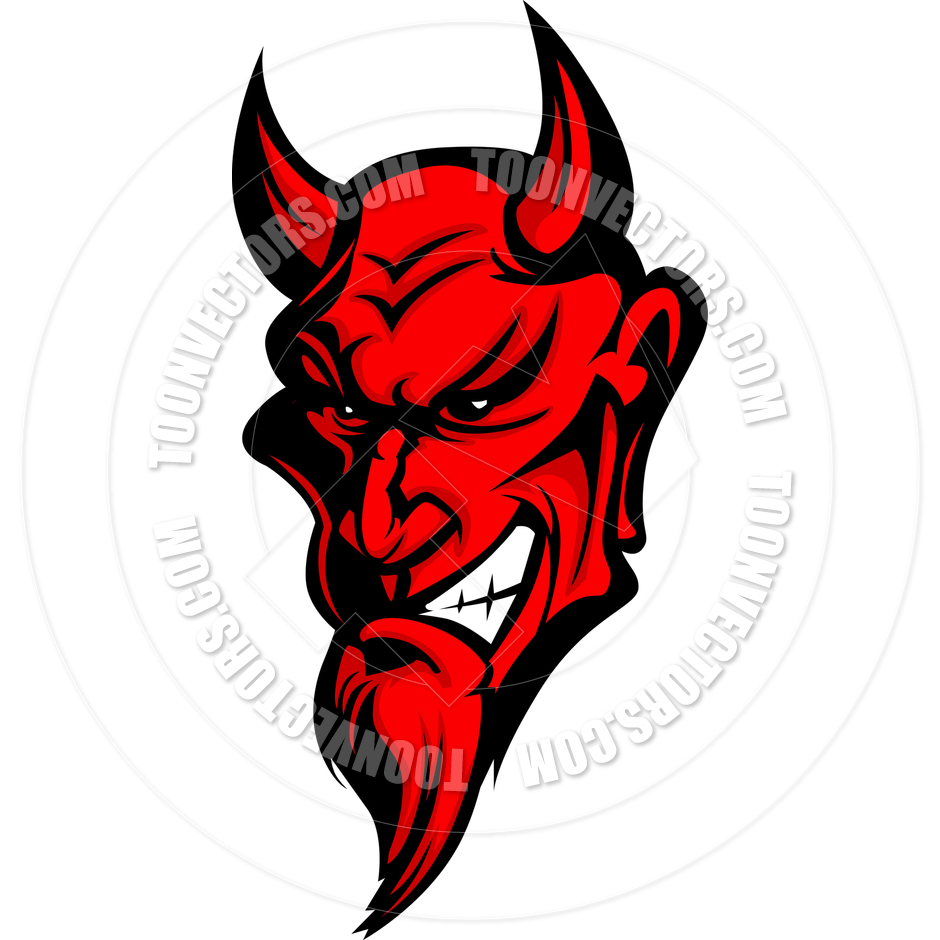 Clipart Of A Red Evil Demon Face Royalty Free Vector Illustration By