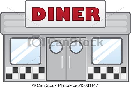 Eps Vector Of Diner   Isolated Diner Restaurant With Large Sign