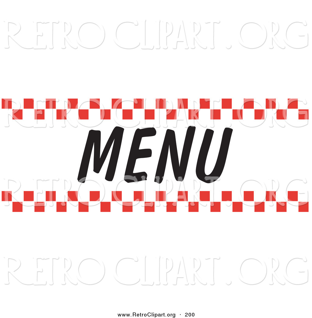 Larger Preview  Retro Clipart Of A Menu Sign With Red Checker Borders