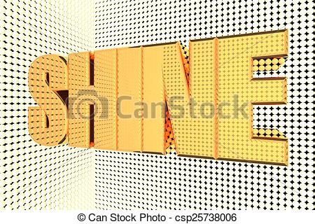 Shine Word In Gold And Illuminated 3d Render