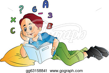 Eps Vector   Boy Studying Math Vector Illustration  Stock Clipart