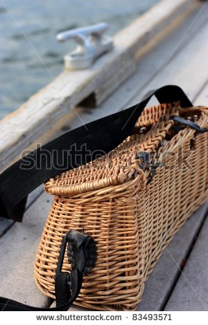 Fishing Creel And Dock Cleat   Stock Photo