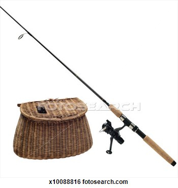 Stock Photo   Fishing Rod And Creel  Fotosearch   Search Stock Photos
