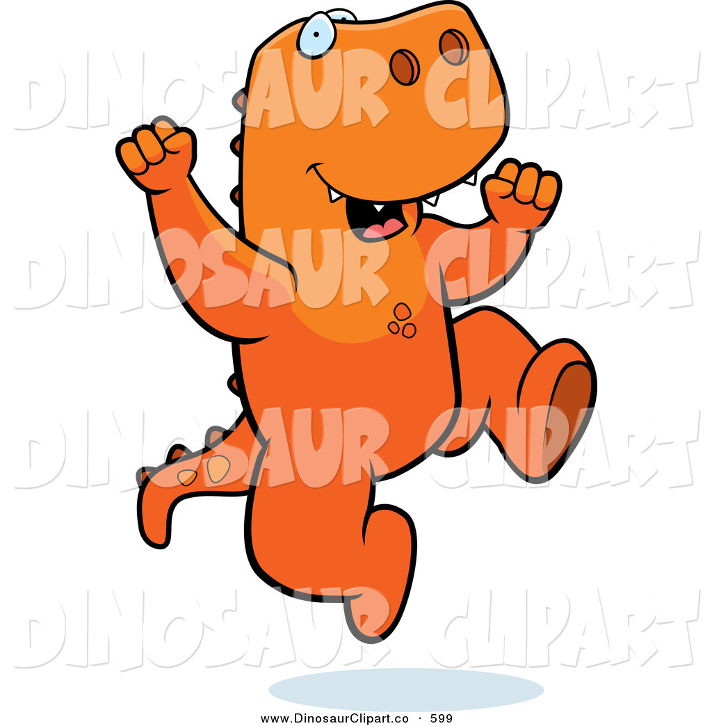 Larger Preview Vector Of A Happy T Rex Jumping For Joy By Clipart