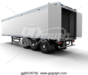 Stock Illustration   3d Render Of A White Freight Trailer  Clip Art