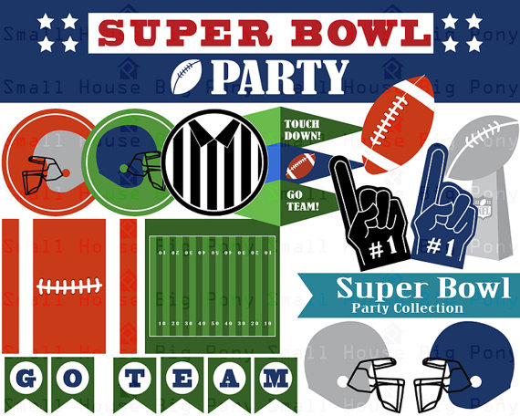 Super Bowl Clip Art Clipart Party Collection  Instant Download