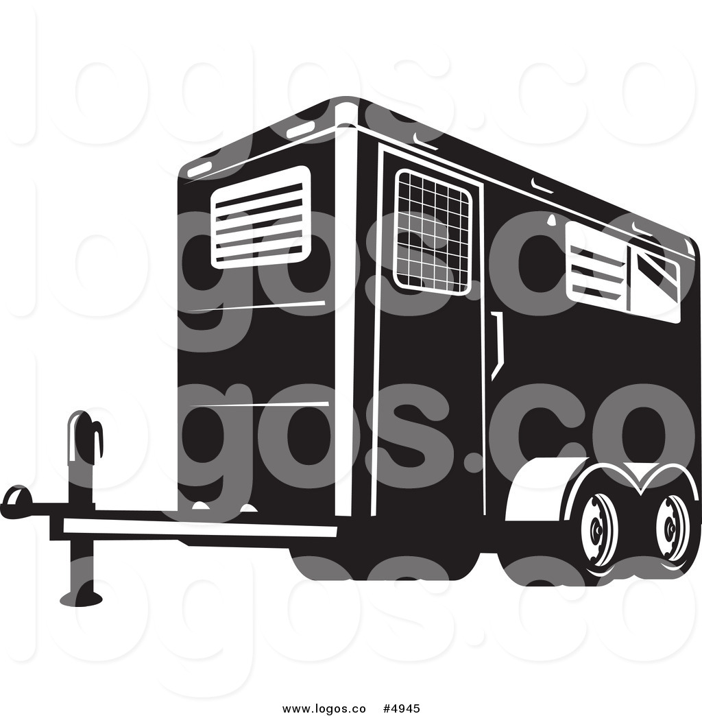 Vector Of A Black And White Horse Trailer Logo By Patrimonio    4945