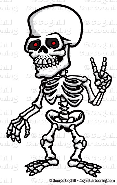 Cartoon Clipart Stock Illustration Of A Skeleton Doing The Peace Sign