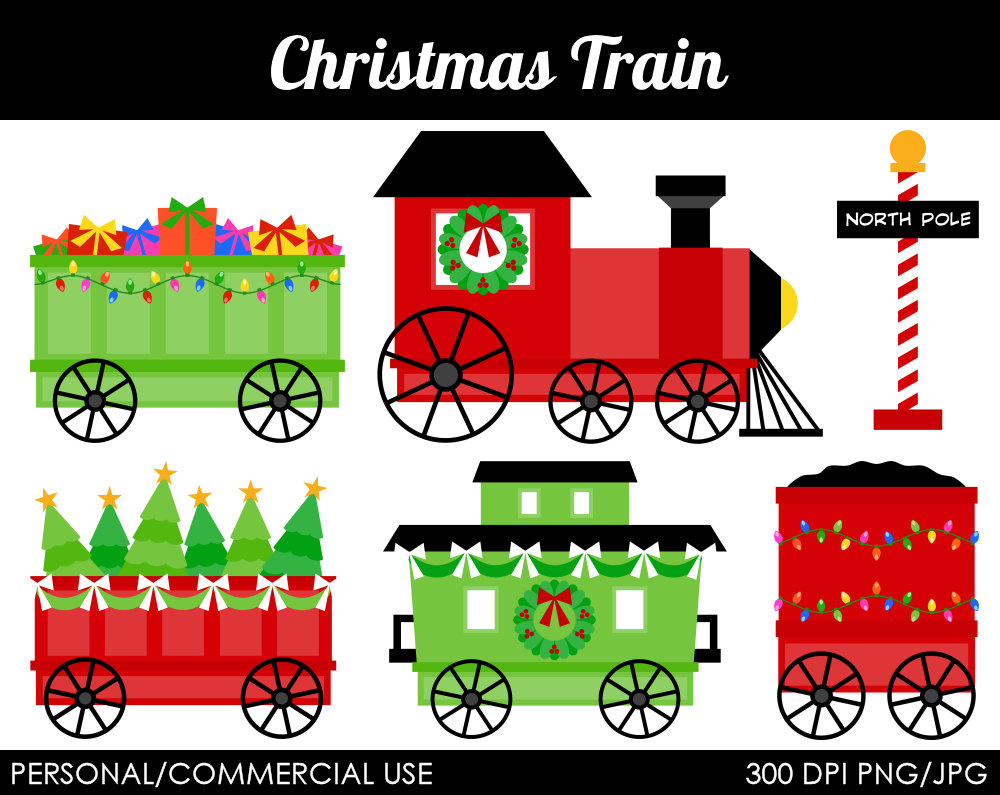 Christmas Train Clipart Digital Clip Art By Mareetruelove On Etsy