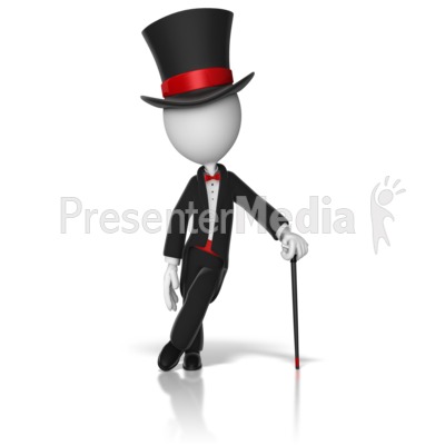 Stick Figure Top Hat And Cane   Presentation Clipart   Great Clipart