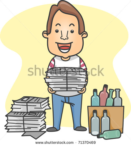 Illustration Of A Man Organizing Things For Recycling   Stock Vector