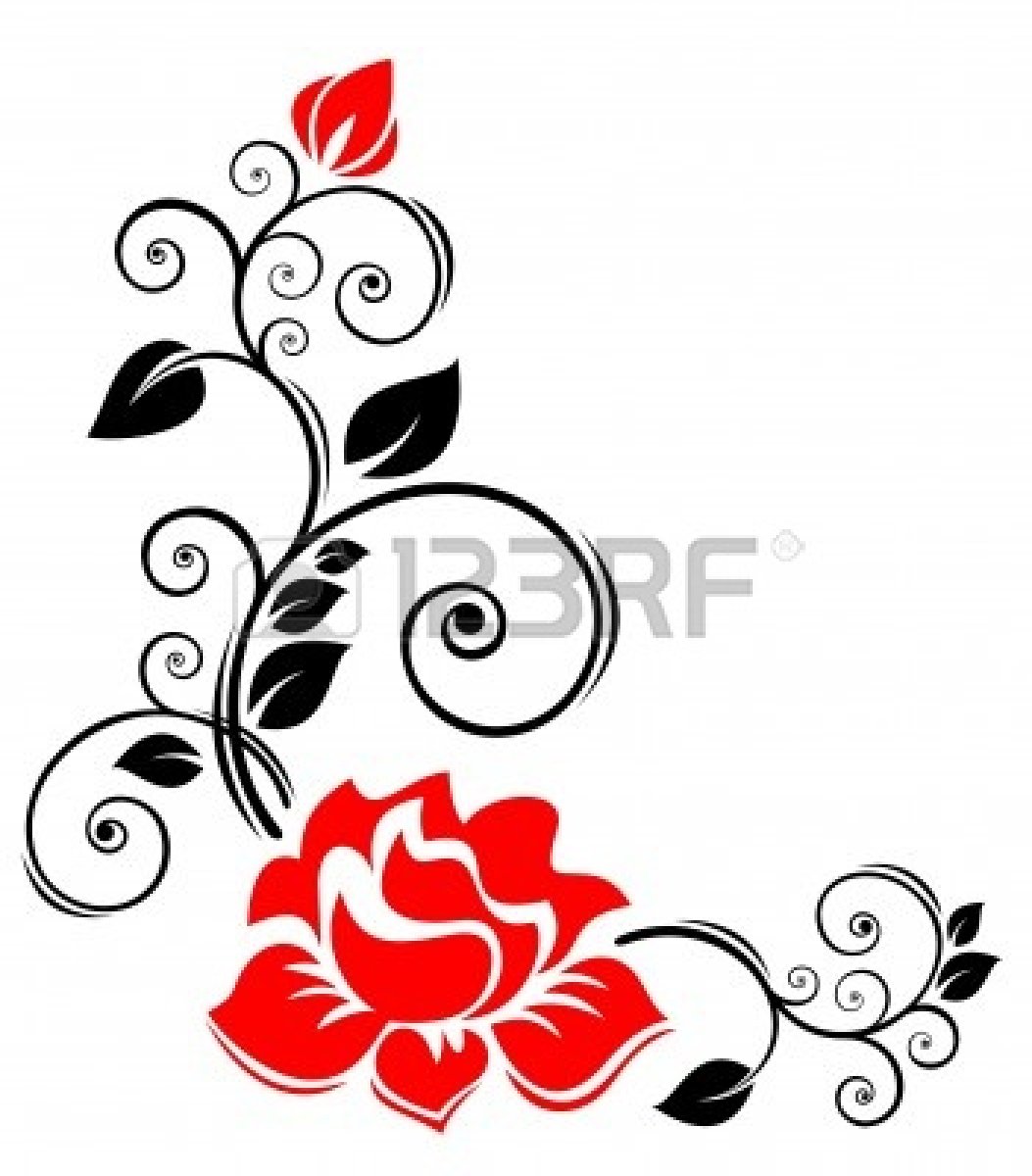 Black And White Rose Border Clip Art 5516127 Stylized Floral Border