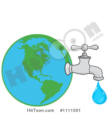 Clipart Water Faucet Attached To Earth   Royalty Free Vector