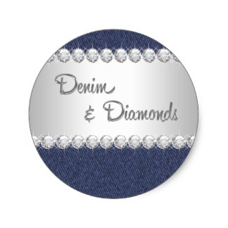 Elegant Denim And Diamonds Stickers