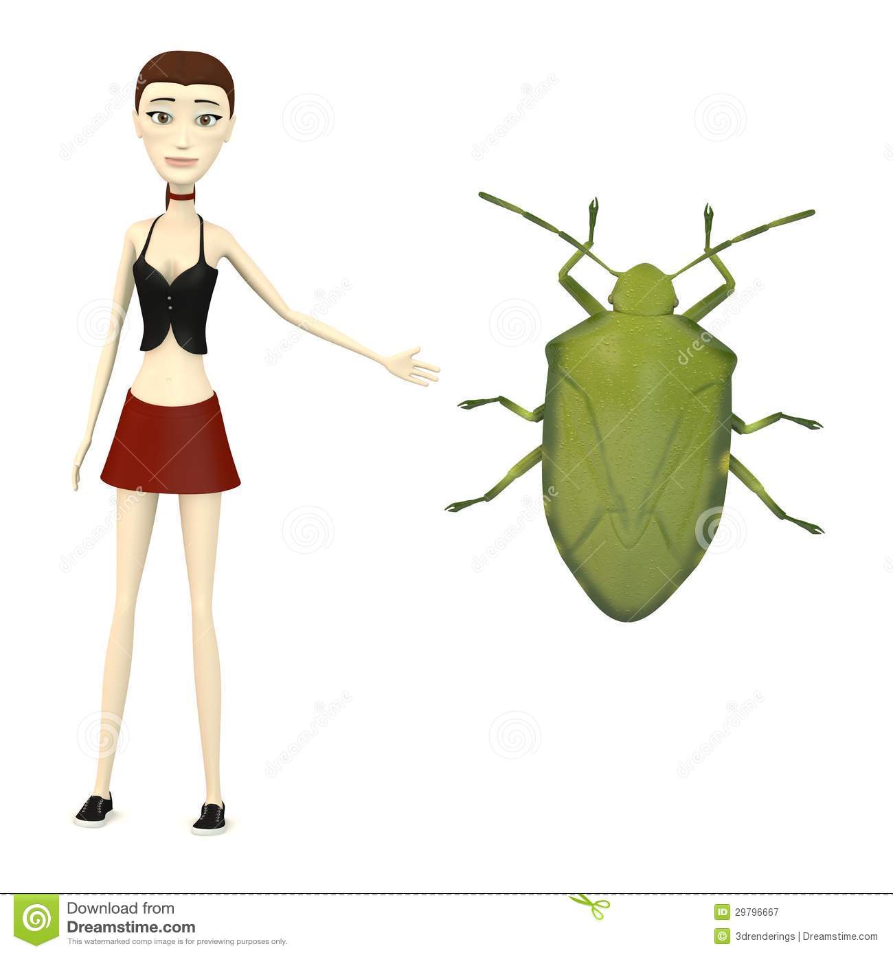 Cartoon Girl With Stink Bug Royalty Free Stock Photography   Image