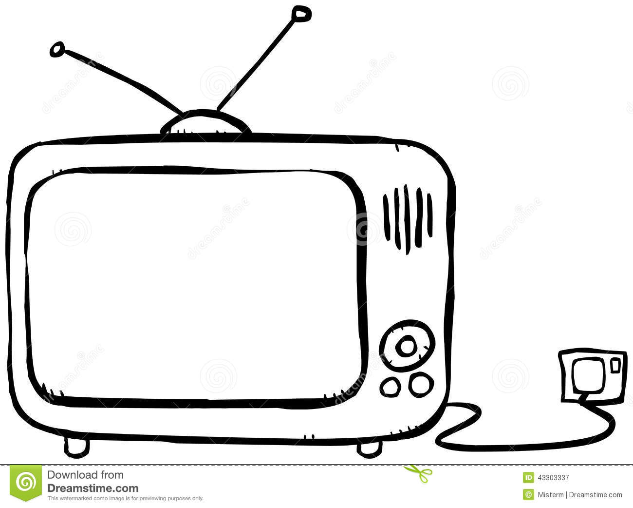 Old Television Outline Illustration Stock Vector   Image  43303337