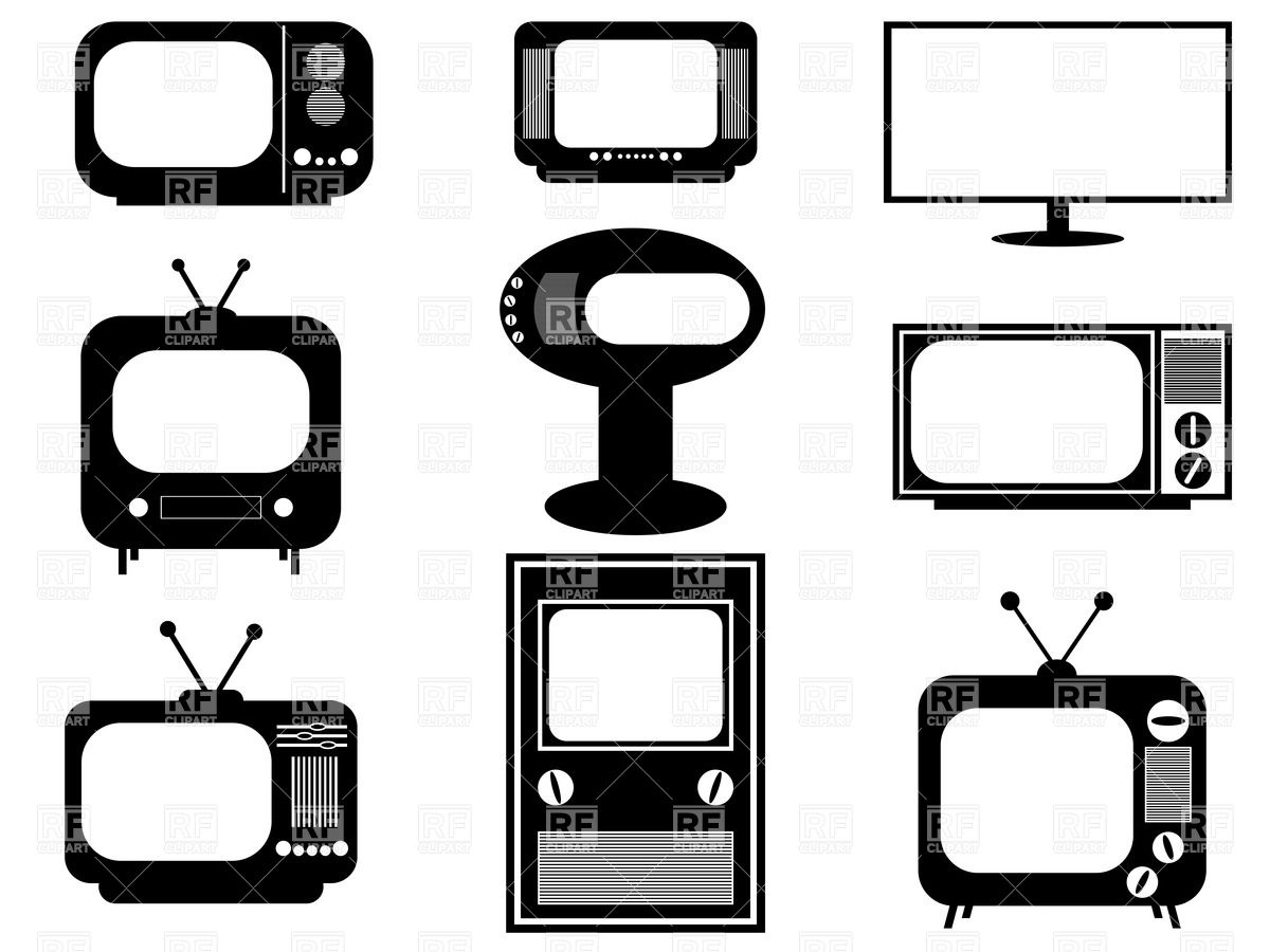 Retro And Modern Tv Sets 34704 Download Royalty Free Vector Clipart
