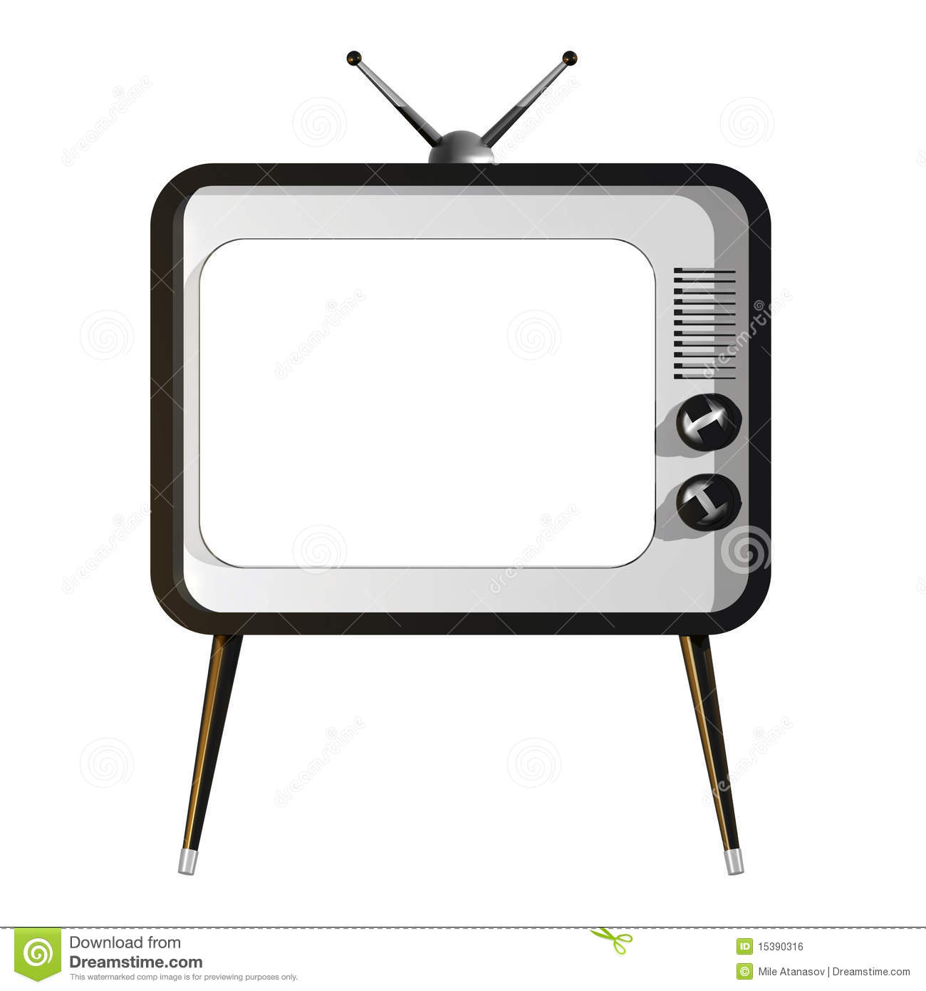 Tv With Empty Screen Royalty Free Stock Image   Image  15390316