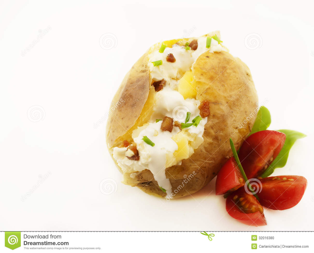 Baked Potato Isolated On White With Copy Space