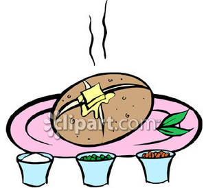 Baked Potato With Butter And Toppings   Royalty Free Clipart Picture