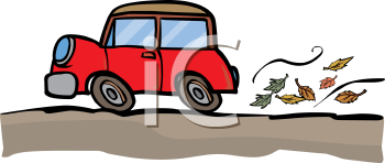 Cartoon Car Driving Down The Road   Royalty Free Clip Art Picture