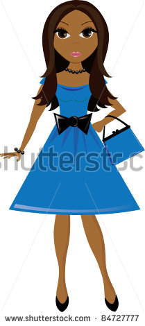 Clip Art Illustration Of A Young Brown Skinned Women Wearing A Party